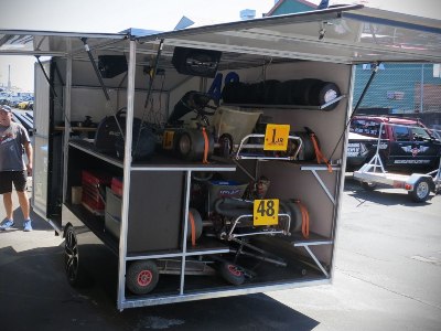go-kart transport on a large trailer