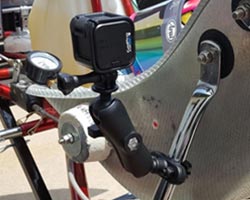 GoPro mounted on go-kart frame and strut
